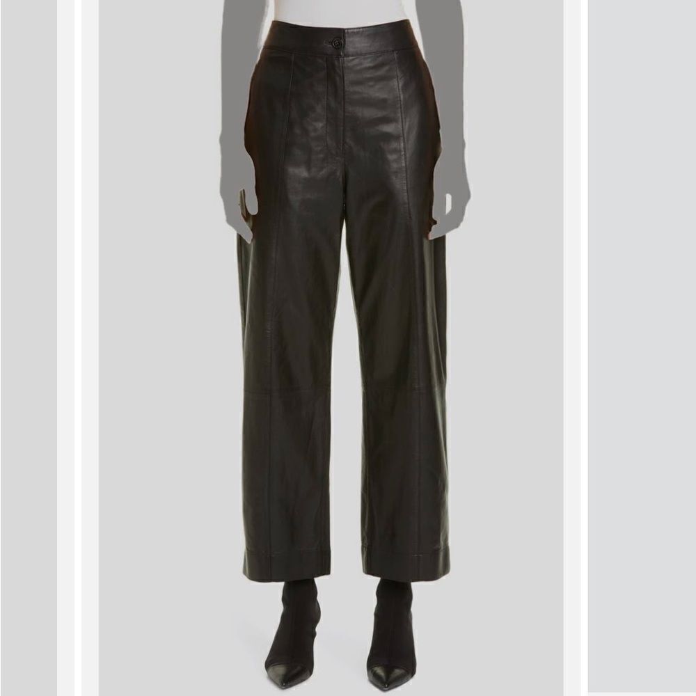 Jason Wu Straight-Leg Lamb Leather Black‎ Pants Size 4